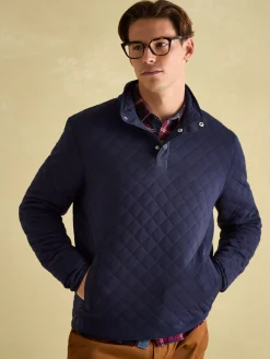 Malton Navy Quilted Jersey Pullover Sweatshirt
