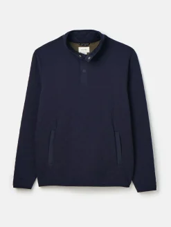 Malton Navy Quilted Jersey Pullover Sweatshirt
