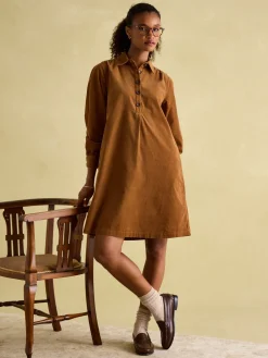 Maple Brown Corduroy Shirt Dress