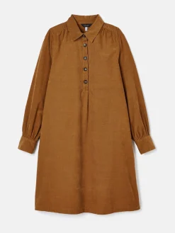 Maple Brown Corduroy Shirt Dress