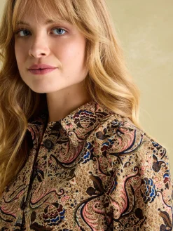 Maple Floral Paisley Corduroy Shirt Dress