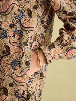 Maple Floral Paisley Corduroy Shirt Dress