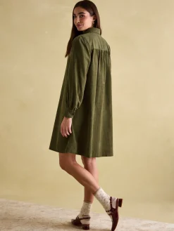 Maple Khaki Green Corduroy Shirt Dress