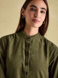 Maple Khaki Green Corduroy Shirt Dress