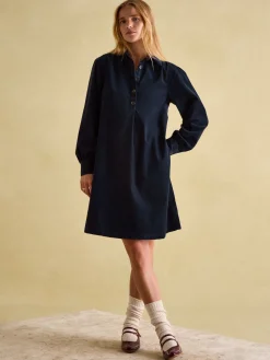 Maple Navy Blue Corduroy Shirt Dress