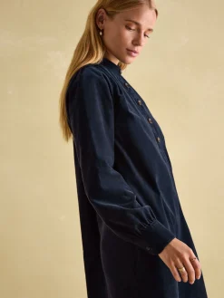 Maple Navy Blue Corduroy Shirt Dress