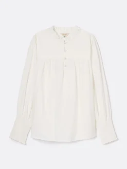 Mariella Cream Cotton Frill Neck Blouse