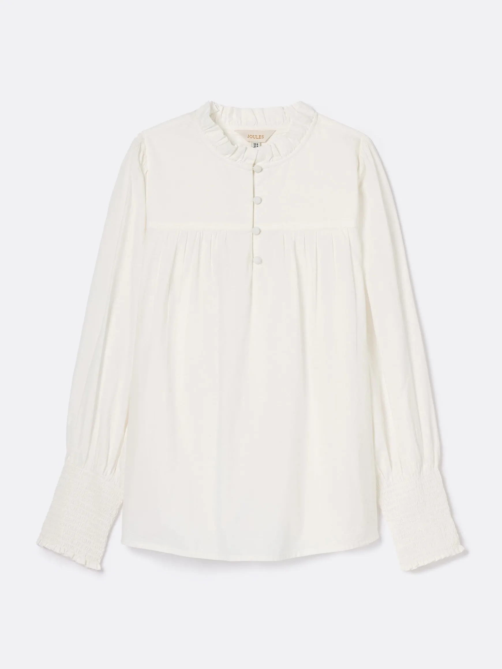 Mariella Cream Cotton Frill Neck Blouse