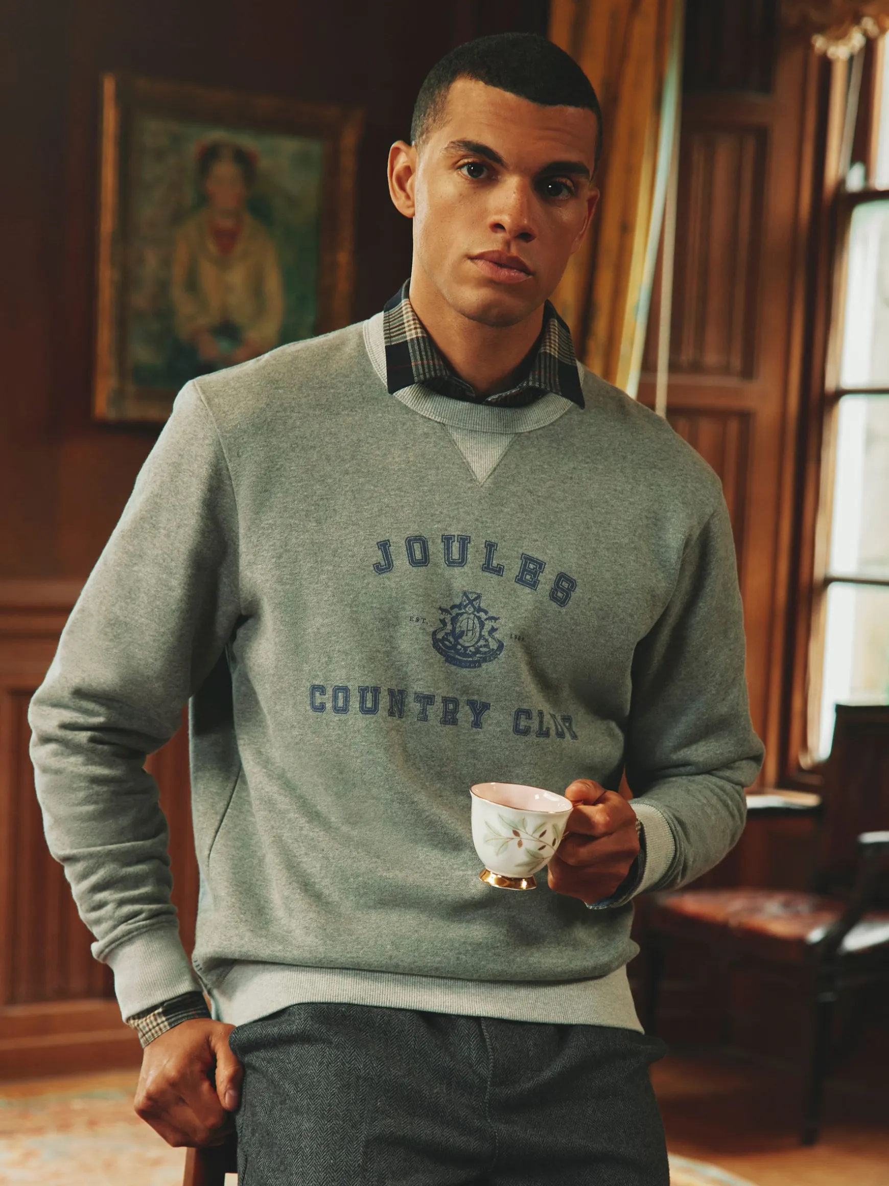 Mason Grey Marl Graphic Crew Neck Jumper