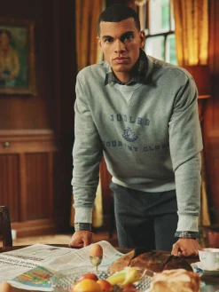 Mason Grey Marl Graphic Crew Neck Jumper