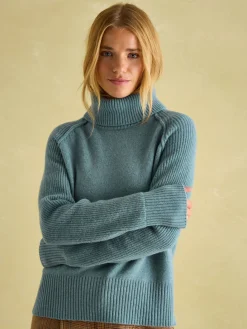 May Blue Merino Wool Jumper with Detachable Roll Neck
