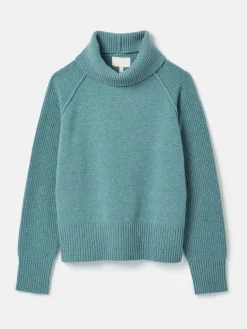 May Blue Merino Wool Jumper with Detachable Roll Neck