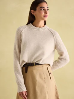 May Oatmeal Merino Wool Jumper with Detachable Roll Neck