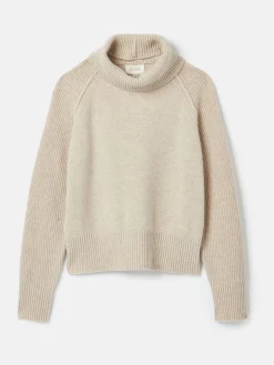 May Oatmeal Merino Wool Jumper with Detachable Roll Neck