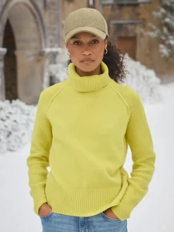 May Yellow Merino Wool Jumper with Detachable Roll Neck
