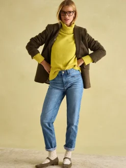 May Yellow Merino Wool Jumper with Detachable Roll Neck
