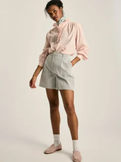 Melanie Pink Cotton Ruffle Blouse