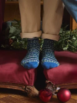 Men's Alby Blue Fair Isle Socks (size 7-12)