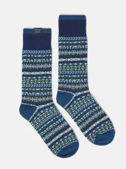 Men's Alby Blue Fair Isle Socks (size 7-12)