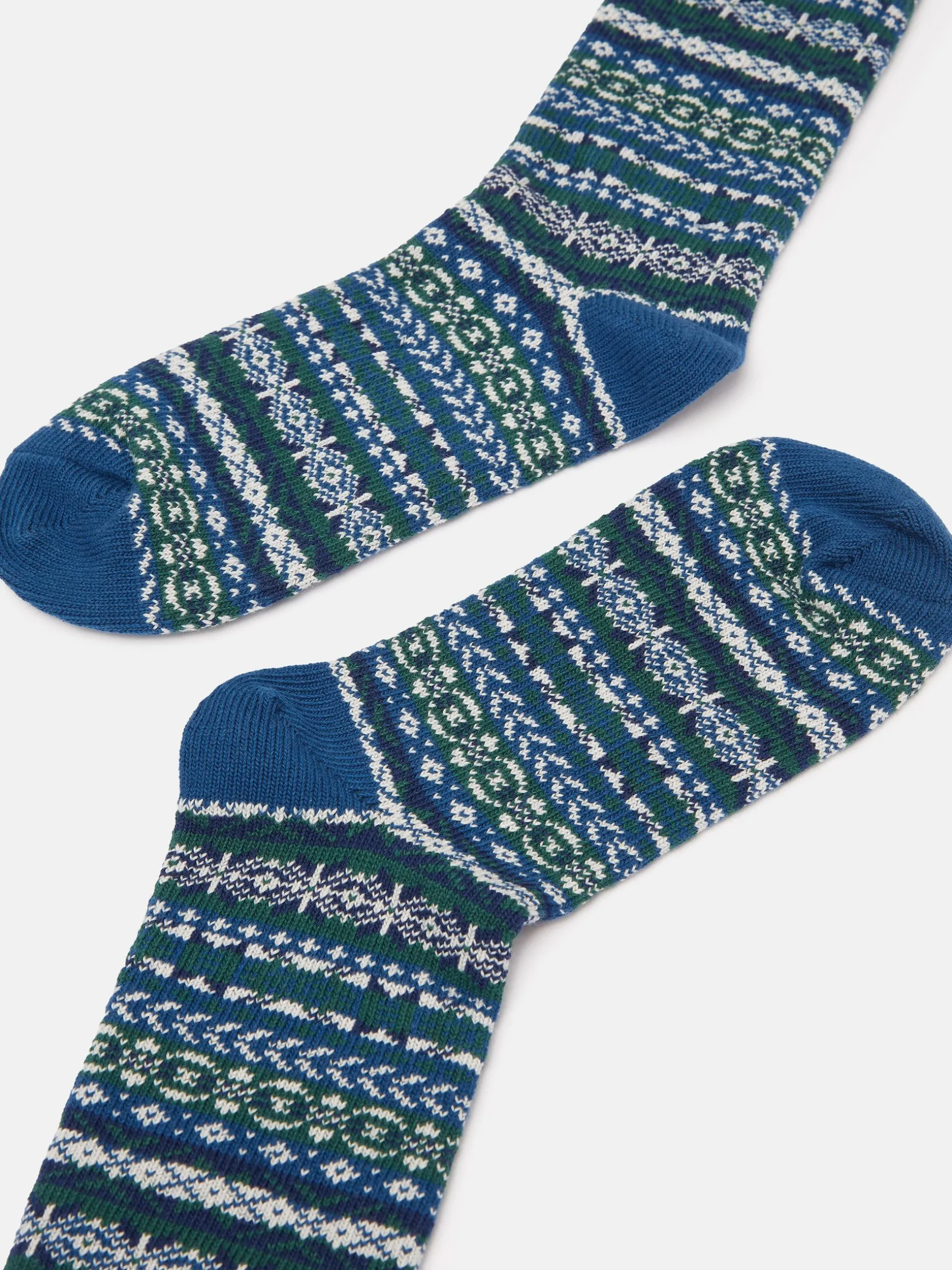 Men's Alby Blue Fair Isle Socks (size 7-12)