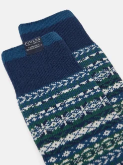 Men's Alby Blue Fair Isle Socks (size 7-12)