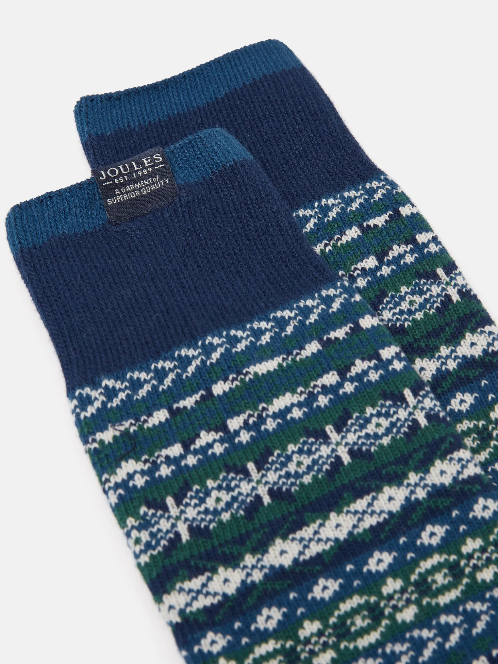 Men's Alby Blue Fair Isle Socks (size 7-12)