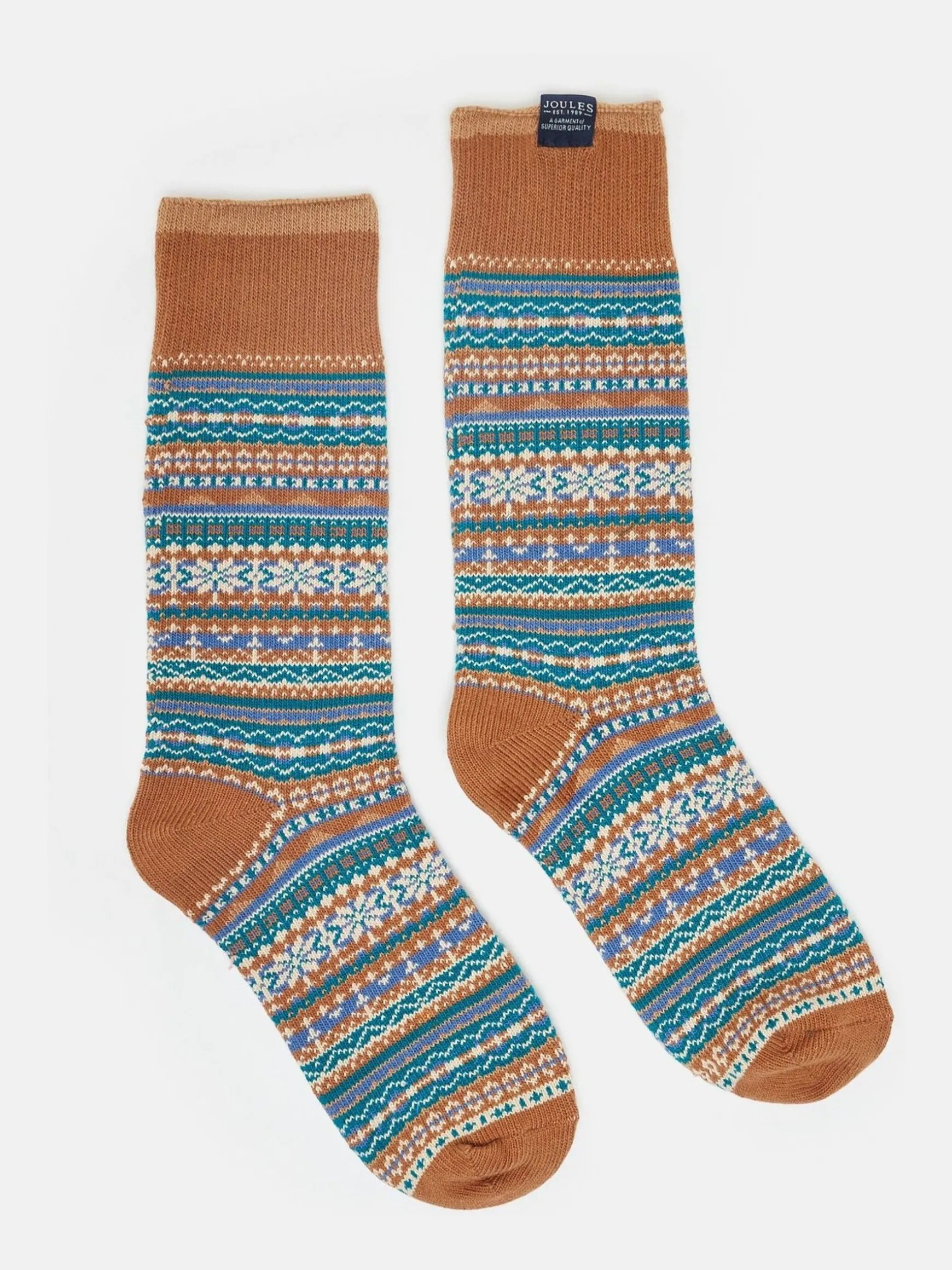 Men's Alby Brown/Cream Fair Isle Socks (size 7-12)