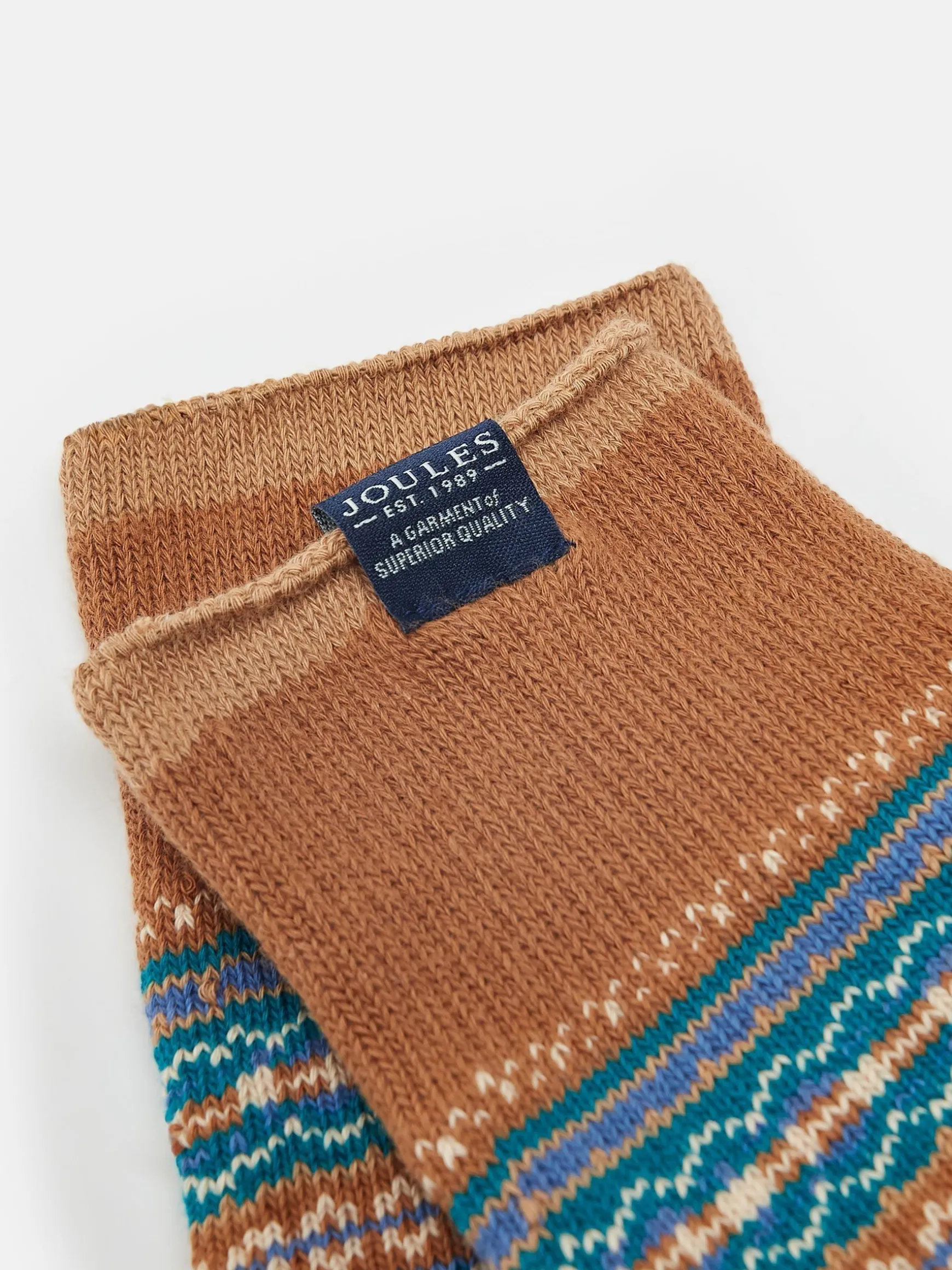 Men's Alby Brown/Cream Fair Isle Socks (size 7-12)