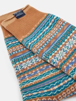 Men's Alby Brown/Cream Fair Isle Socks (size 7-12)
