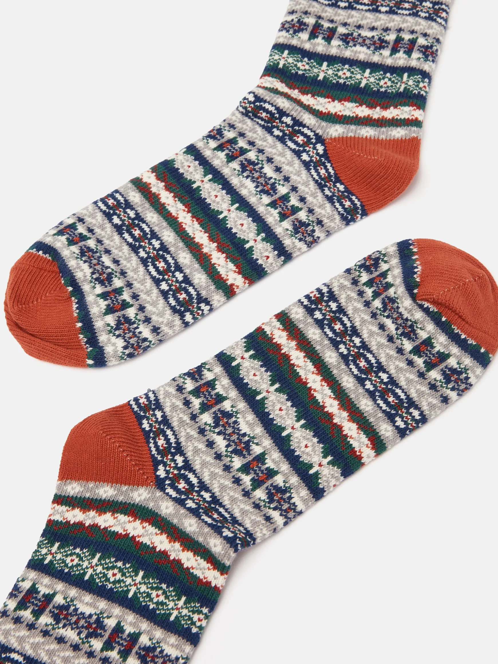 Men's Alby Grey Fair Isle Socks (size 7-12)