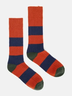 Men's Gibson Orange/Navy Cosy Striped Socks