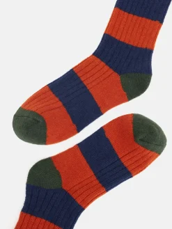 Men's Gibson Orange/Navy Cosy Striped Socks
