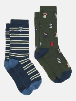 Men's Kingsbury Green/Navy 2 Pack Socks (size 7-12)