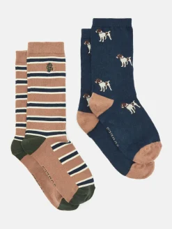 Men's Kingsbury Navy/Camel 2 Pack Socks (size 7-12)