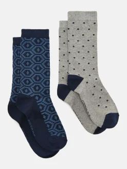 Men's Kingsbury Navy/Grey 2 Pack Socks (size 7-12)