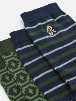 Men's Kingsbury Navy/Khaki 2 Pack Socks (size 7-12)