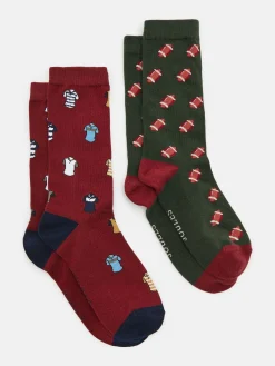 Men's Kingsbury Red/Green 2 Pack Socks (size 7-12)