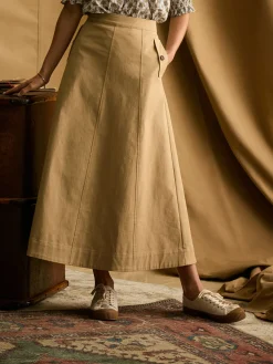 Meredith Tan A-line Midi Skirt