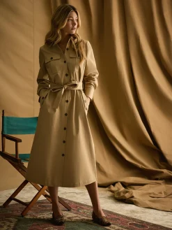 Meredith Tan Brown Midi Shirt Dress