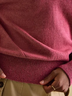 Mia Raspberry Pink Pointelle Jumper with Open Collar