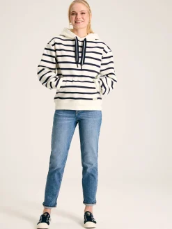 Milbourne Navy & White Striped Embroidered Hoodie