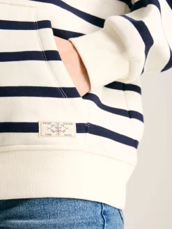 Milbourne Navy & White Striped Embroidered Hoodie