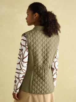 Minx Green Showerproof Diamond Quilted Gilet