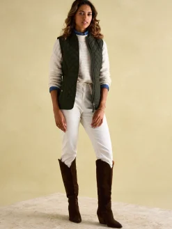 Minx Khaki Green Showerproof Diamond Quilted Gilet