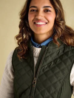Minx Khaki Green Showerproof Diamond Quilted Gilet