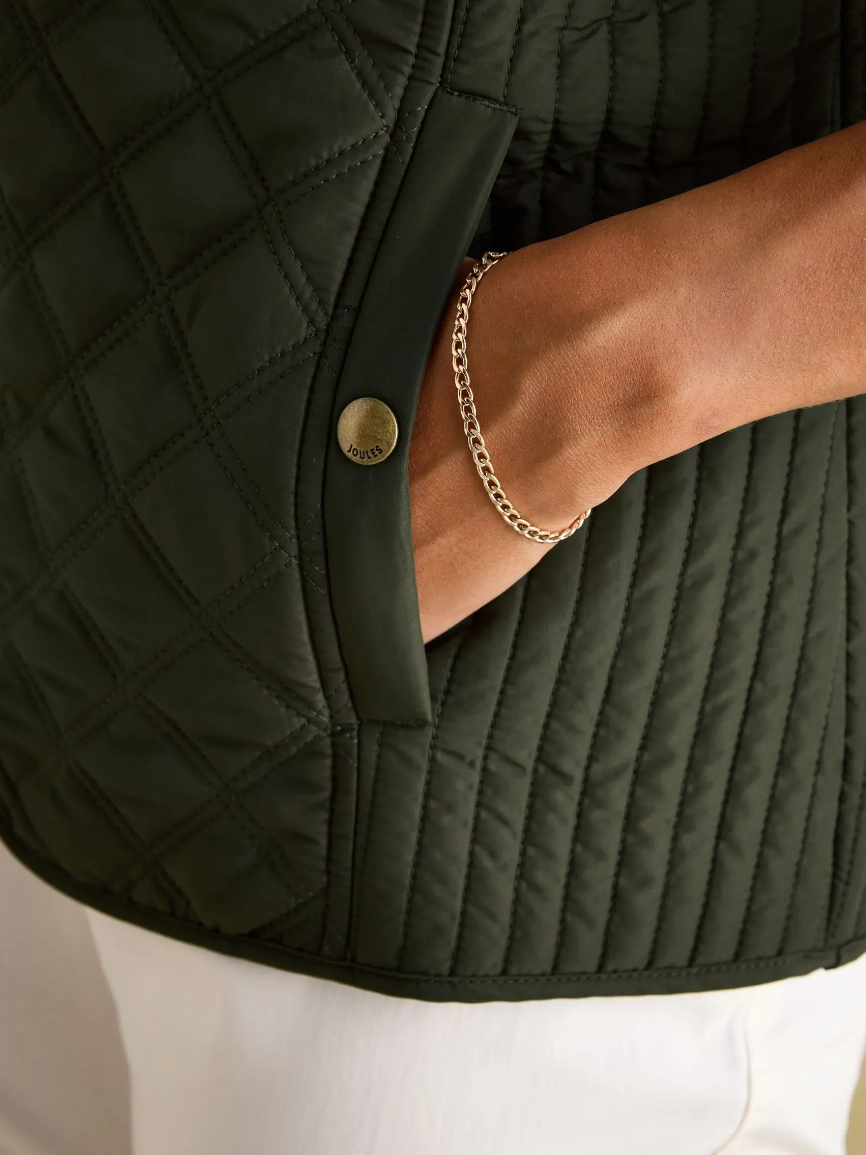 Minx Khaki Green Showerproof Diamond Quilted Gilet