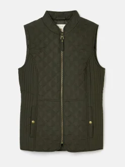 Minx Khaki Green Showerproof Diamond Quilted Gilet