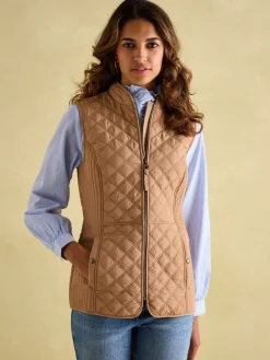 Minx Tan Showerproof Diamond Quilted Gilet
