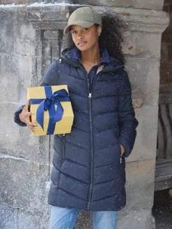 Moorsdale Navy Mid Length Showerproof Padded Coat