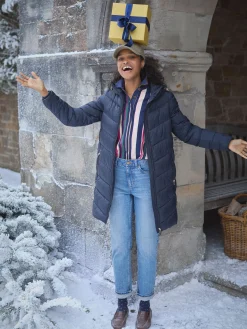 Moorsdale Navy Mid Length Showerproof Padded Coat